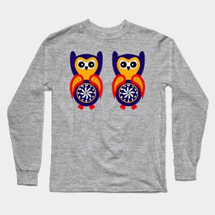 Twin birds blue baby owls Long Sleeve T-Shirt